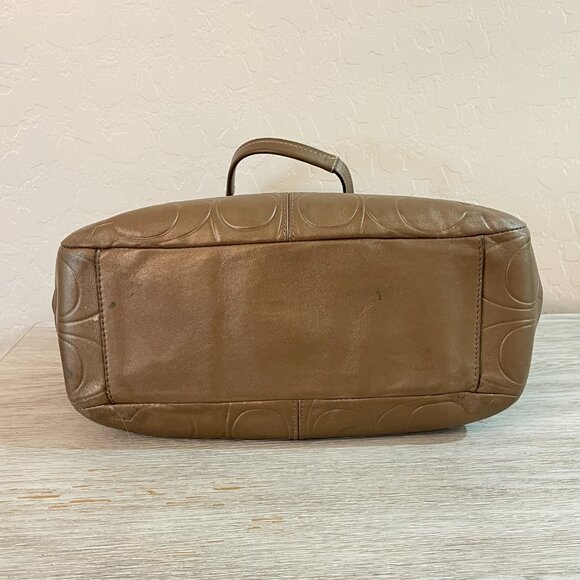 Coach Bag Tote F20742 Gallery Embossed Signature C Copper Bronze Leather Vintage - Picture 7 of 11